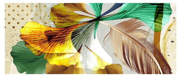 Obraz - Listy s pierkom (120x50 cm)