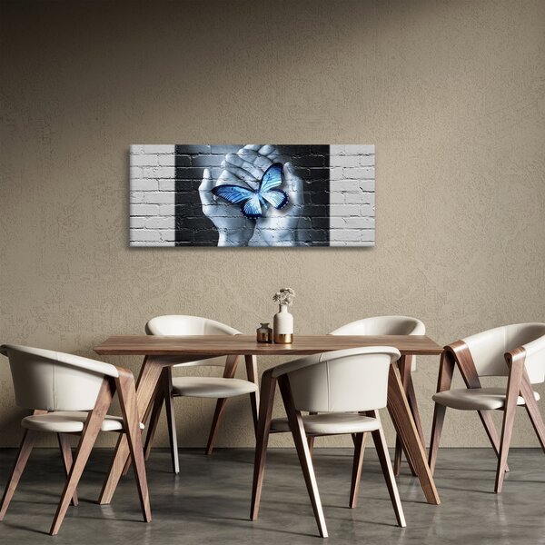 Obraz - Motýľ na stene (120x50 cm)