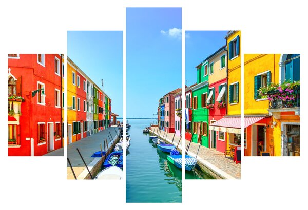 Obraz - Ostrov Burano, Benátky, Taliansko (150x105 cm)