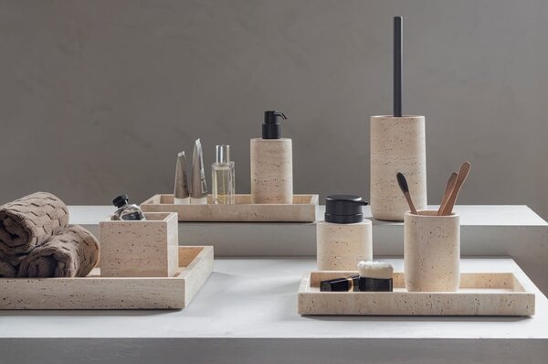 Béžový kamenný téglik na zubné kefky Travertine – Mette Ditmer Denmark