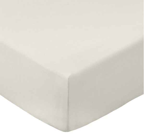 Béžová napínacia plachta z bavlneného perkálu 90x190 cm Cotton Percale – Bianca