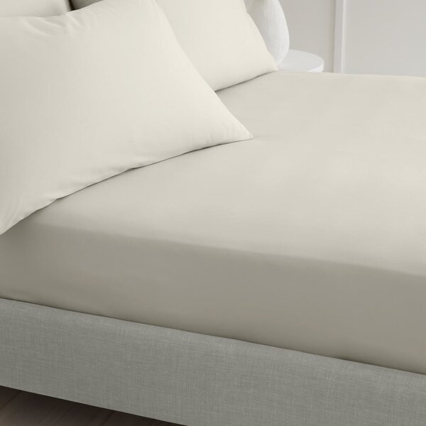 Béžová napínacia plachta z bavlneného perkálu 90x190 cm Cotton Percale – Bianca