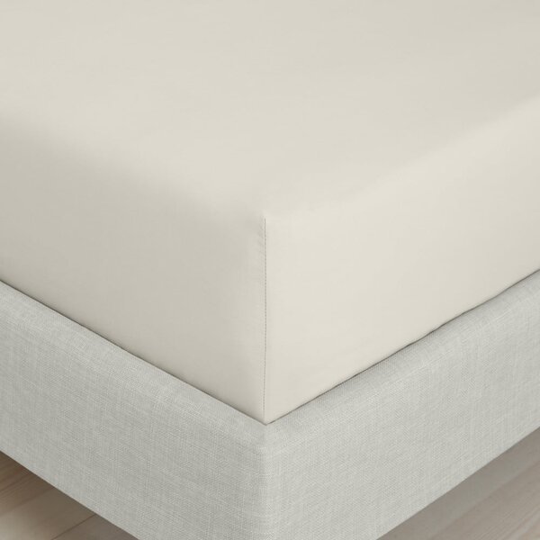 Béžová napínacia plachta z bavlneného perkálu 90x190 cm Cotton Percale – Bianca