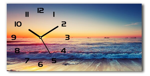 Vodorovné Sklenené hodiny na stenu Východ slnka mora