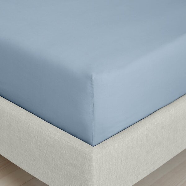 Modrá napínacia plachta z bavlneného perkálu 90x190 cm Cotton Percale – Bianca
