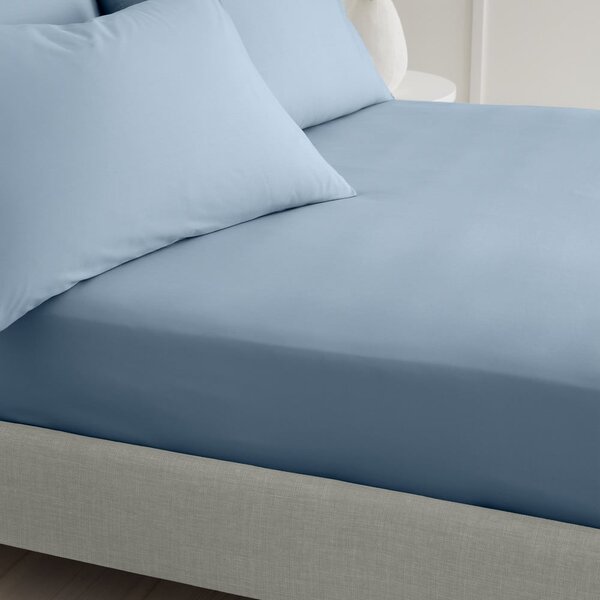 Modrá napínacia plachta z bavlneného perkálu 90x190 cm Cotton Percale – Bianca