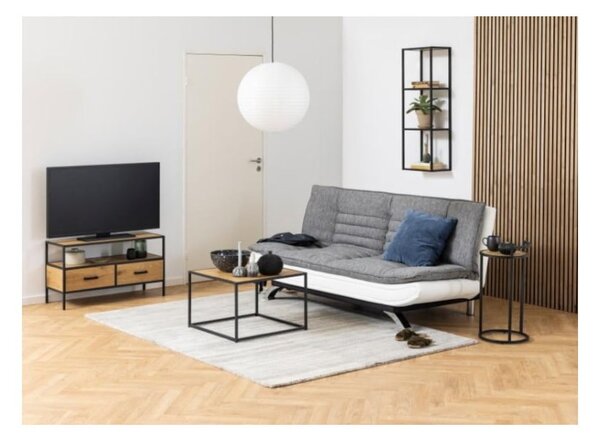 Nástenná knižnica v dekore duba v čierno-prírodnej farbe 37x108 cm Seaford – Actona