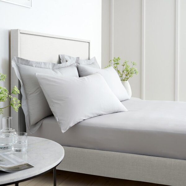 Sivá napínacia plachta z bavlneného perkálu 185x200 cm Cotton Percale – Bianca