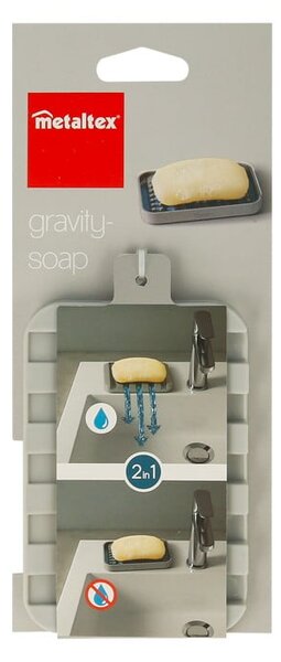 Sivá plastová nádobka na mydlo Gravity – Metaltex