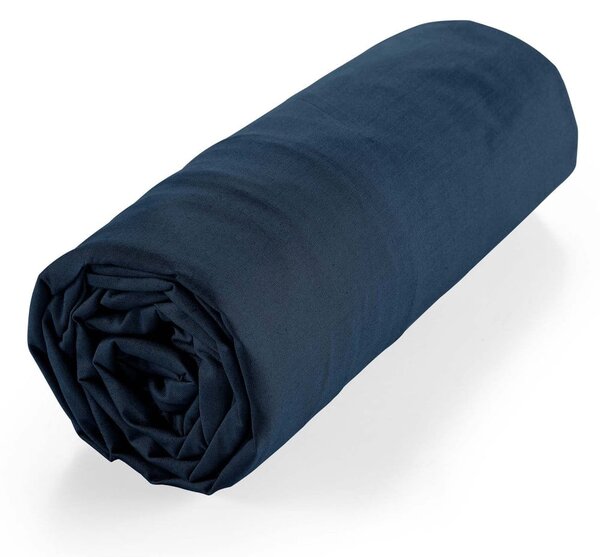 Tmavomodrá napínacia plachta z Bio bavlny 180x200 cm Biolina – douceur d'intérieur