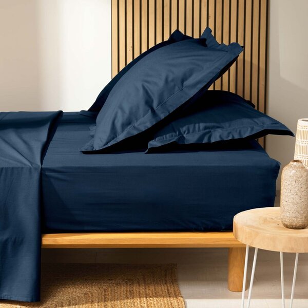 Tmavomodrá napínacia plachta z Bio bavlny 180x200 cm Biolina – douceur d'intérieur