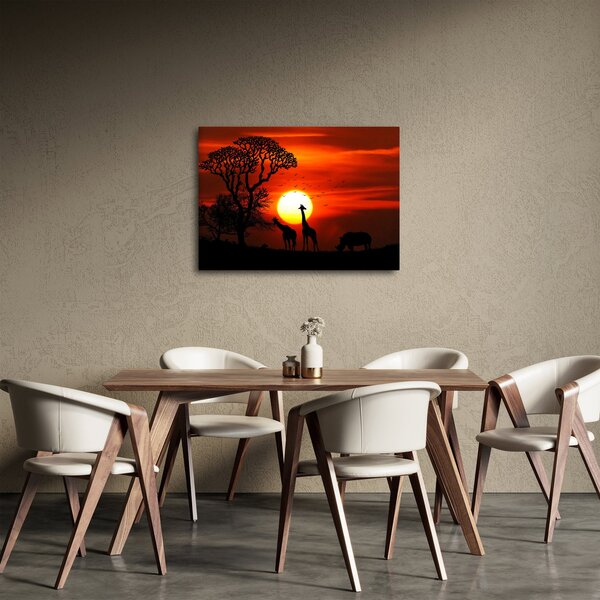 Obraz - Siluety zvierat pri západe slnka (70x50 cm)