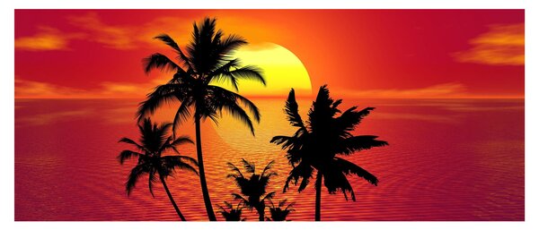 Obraz siluety ostrova s palmami (120x50 cm)