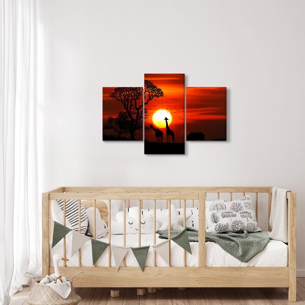 Obraz - Siluety zvierat pri západe slnka (90x60 cm)