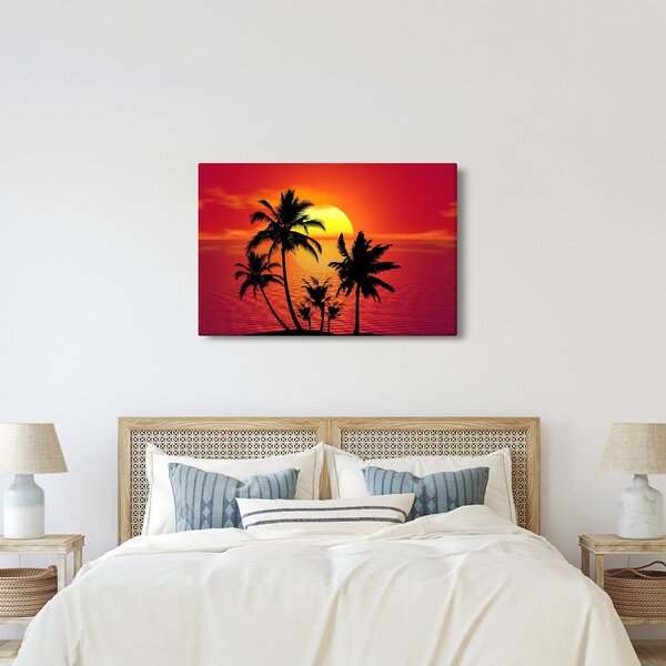 Obraz siluety ostrova s palmami (90x60 cm)