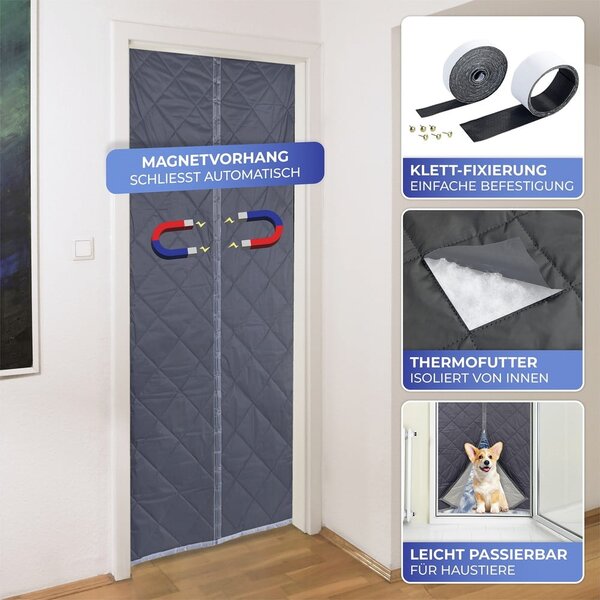Termo záves do dverí v sivo-striebornej farbe 90x200 cm – Maximex