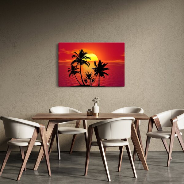 Obraz siluety ostrova s palmami (90x60 cm)