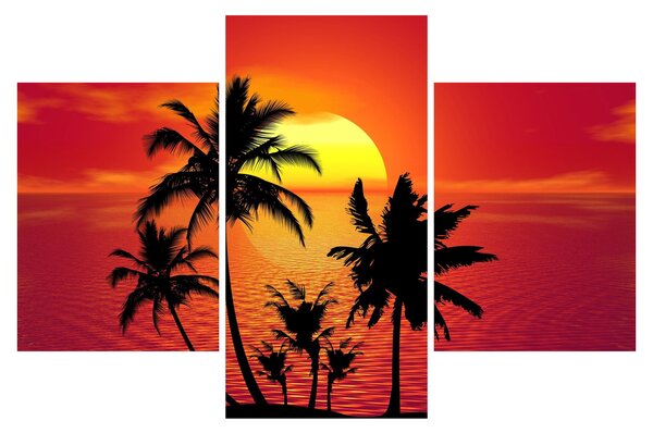Obraz siluety ostrova s palmami (90x60 cm)
