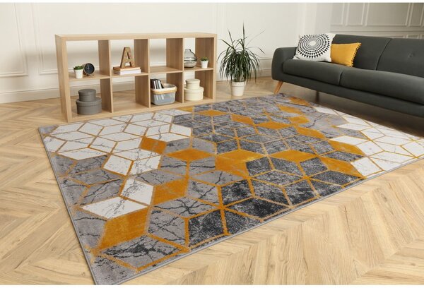 Koberec v okrovožltej a sivej farbe 80x150 cm Soft – FD