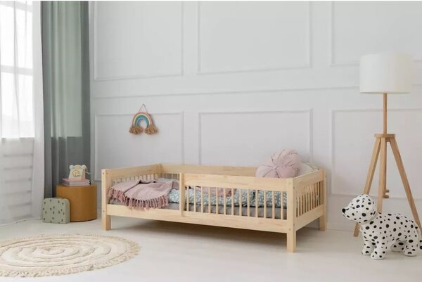 Detská posteľ s výsuvným lôžkom s úložným priestorom s roštom v prírodnej farbe 90x200 cm CPW – Adeko