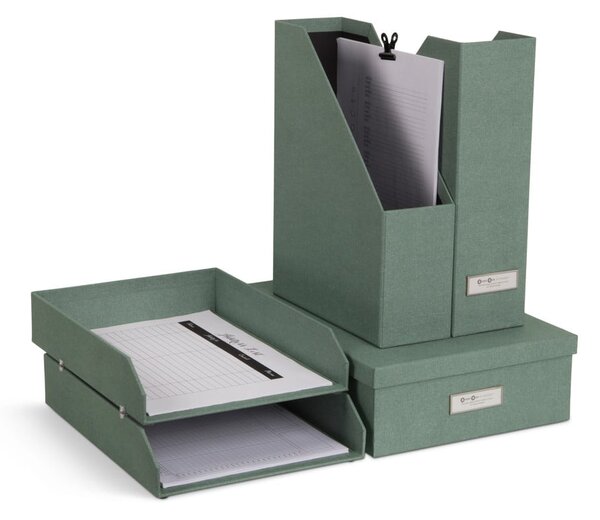 Zelené kartónové organizéry v súprave 5 ks na dokumenty Holger Canvas Paper Laminate – Bigso