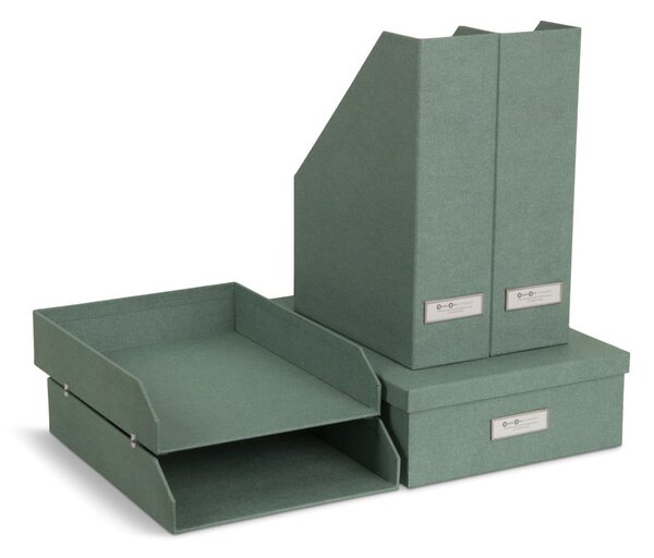 Zelené kartónové organizéry v súprave 5 ks na dokumenty Holger Canvas Paper Laminate – Bigso
