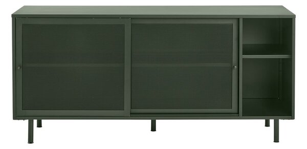 Tmavozelená kovová nízka komoda s posuvnými dverami 160x75 cm Veep – Unique Furniture