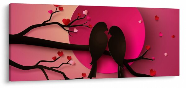 Obraz - Zamilované vtáčiky (120x50 cm)