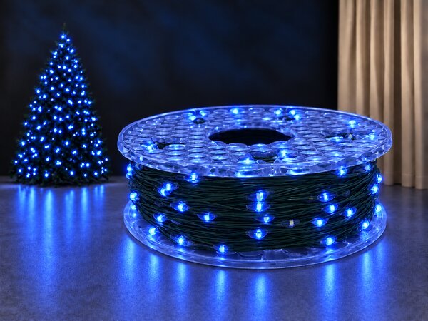 Vianočná LED mikro reťaz, modrá so zábleskami, 50 m, 500 kvapkových LED