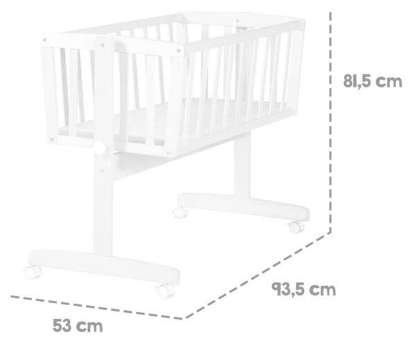 Biela kolíska na kolieskach 40x90 cm – Roba