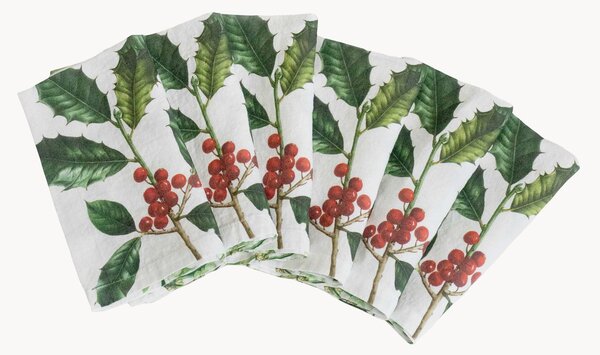 Ľanové obrúsky Holly & Mistletoe, 6 ks