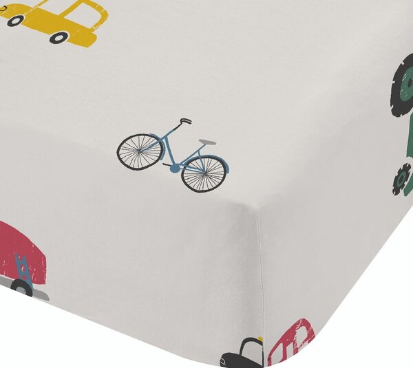 Biela napínacia bavlnená detská plachta na jednolôžko 90x190 cm Transport – Bianca