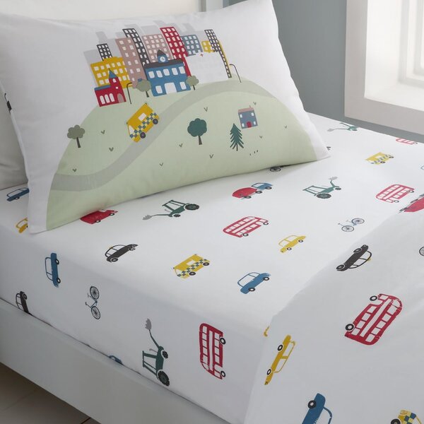 Biela napínacia bavlnená detská plachta na jednolôžko 90x190 cm Transport – Bianca