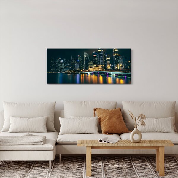 Obraz nočného Singapuru (120x50 cm)