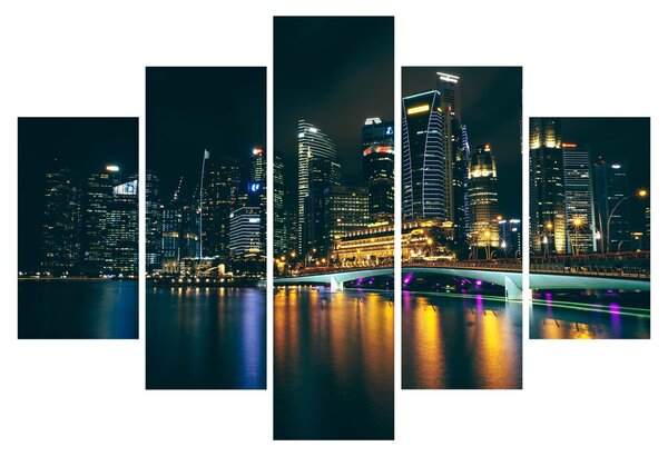 Obraz nočného Singapuru (150x105 cm)