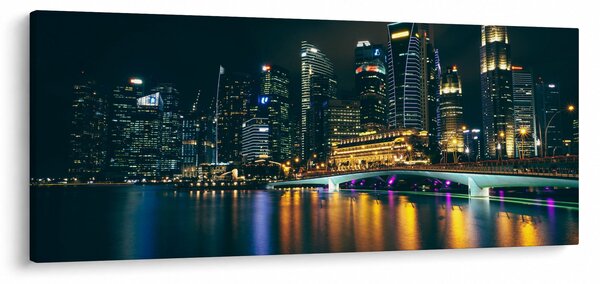 Obraz nočného Singapuru (120x50 cm)