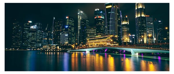 Obraz nočného Singapuru (120x50 cm)