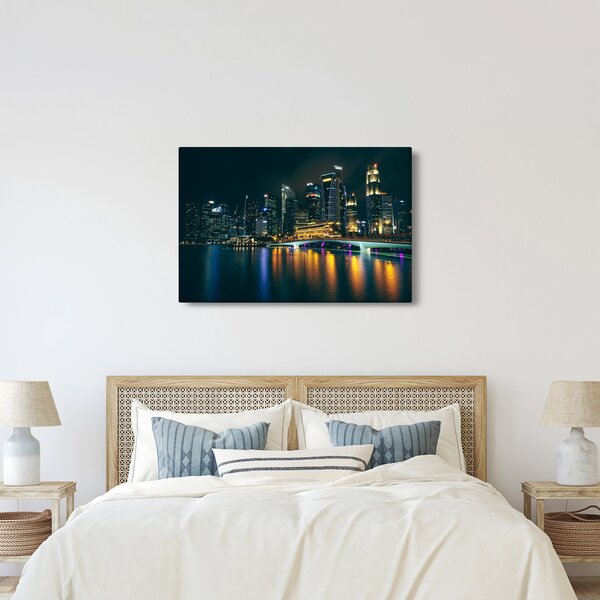 Obraz nočného Singapuru (90x60 cm)