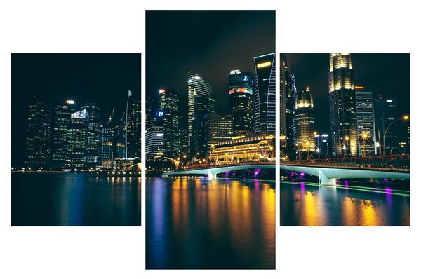 Obraz nočného Singapuru (90x60 cm)