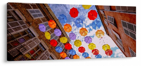 Obraz farebných dáždnikov (120x50 cm)