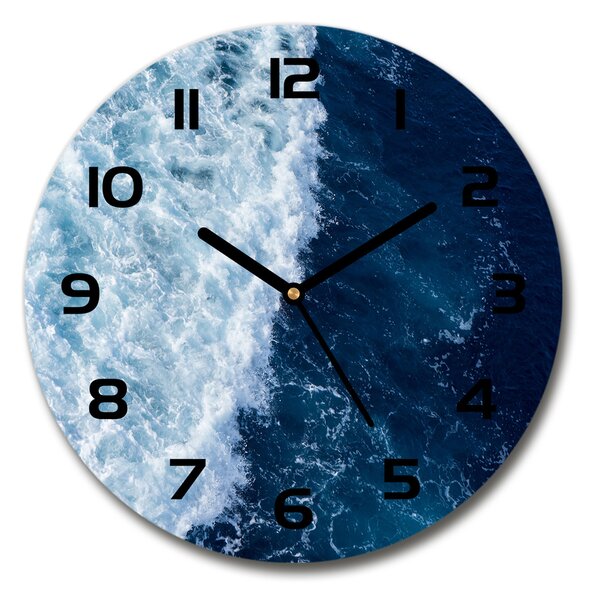 Sklenené nástenné hodiny okrúhle Morské vlny