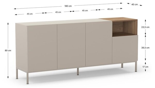 Krémová komoda 180x80 cm Cailin – Marckeric