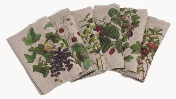Ľanové obrúsky Berries, 6 ks