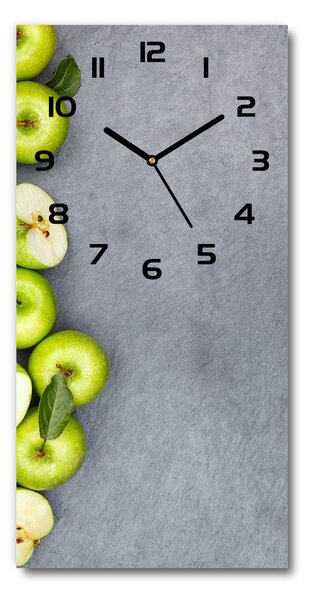 Nástenné sklenené hodiny Zelená jablká