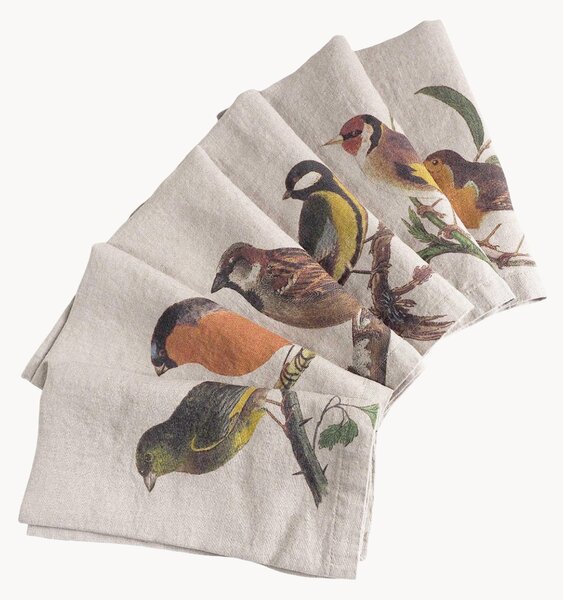 Ľanové obrúsky Small Birds, 6 ks