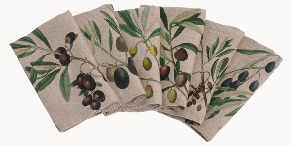 Ľanové obrúsky Olives, 6 ks