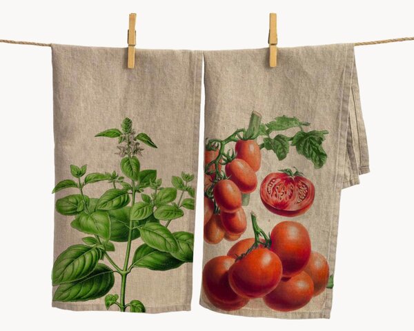 Ľanové kuchynské utierky Tomato & Basil, 2 ks
