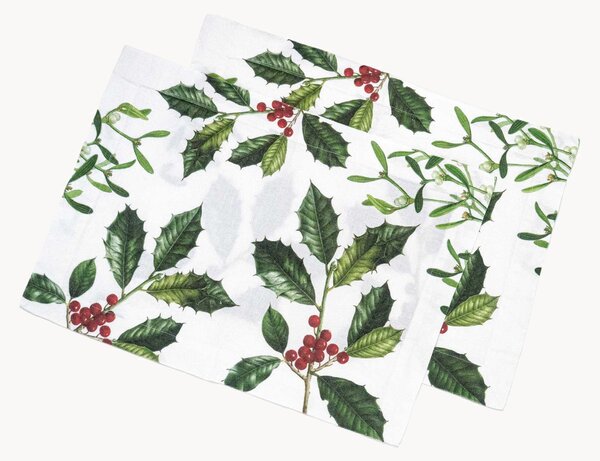 Ľanové prestierania Holly & Mistletoe, 2 ks
