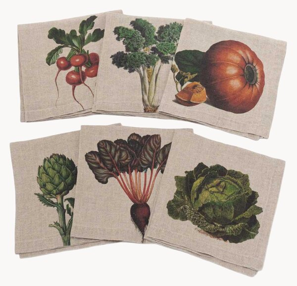 Ľanové obrúsky Farm Vegetables, 6 ks