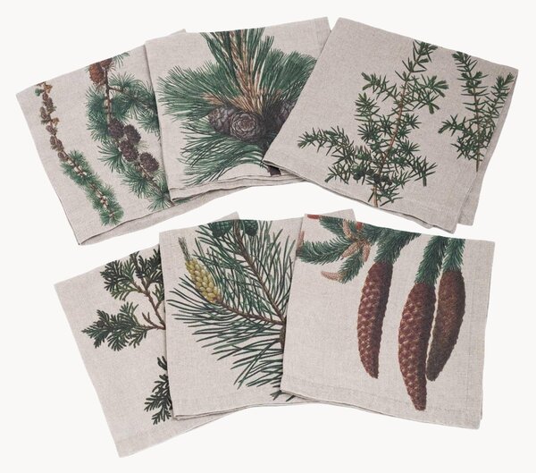 Ľanové obrúsky Trees Conifers, 6 ks